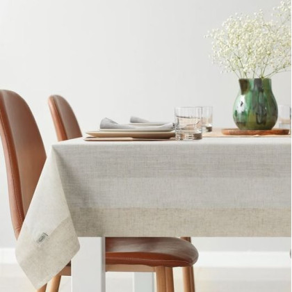 Obrus ​​NATURA10 140x220 cm s ozdobným prúžkom a s ľanom